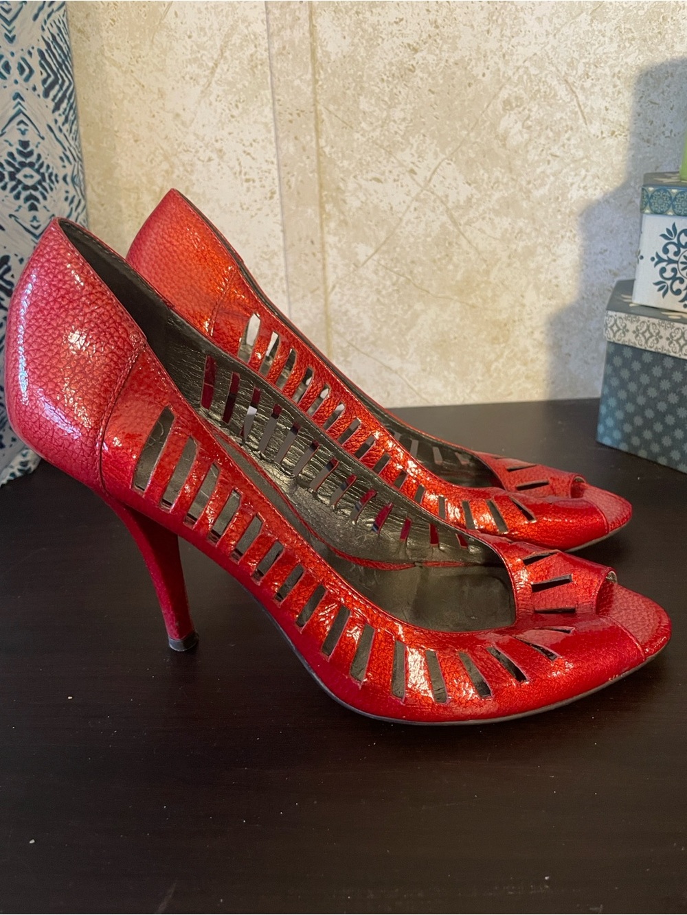 Jessica Simpson Red Cutout Patent Leather High Heel Pumps